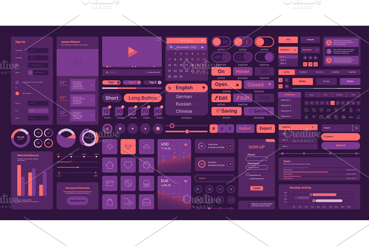 Web elements. Ui layout symbols, a Background Graphic by Onyx