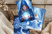Frozen Forest Junk Journal Pages., a Seasonal Illustration by GalaDesign03 (Thumbnail 4 of 6)