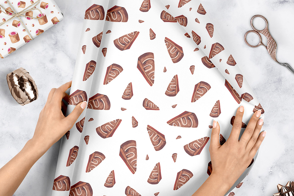 Watercolor Pastry Patterns, a Pattern Graphic by Spirit of Colors (Photo 3 of 10)