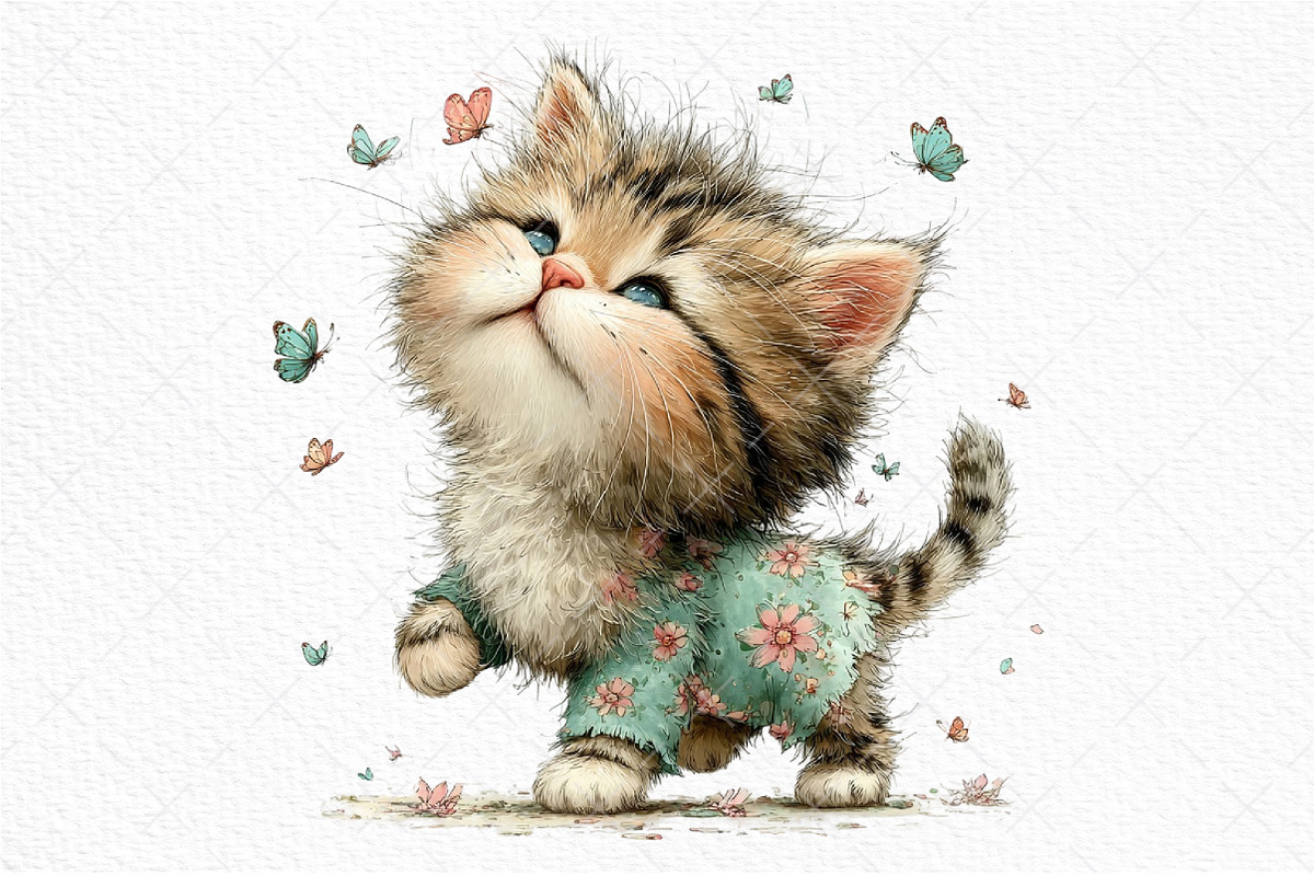 Whimsical Spring Cats Clipart, an Illustration by Craft Nest (Photo 9 of 11)