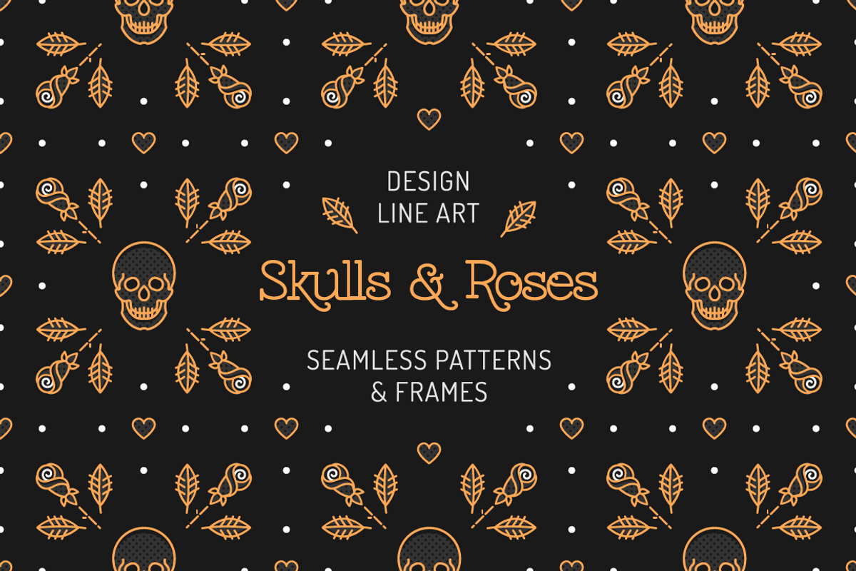 Skull & Roses: patterns, frames, a Pattern Graphic by ClipartMuchLove (Photo 1 of 8)