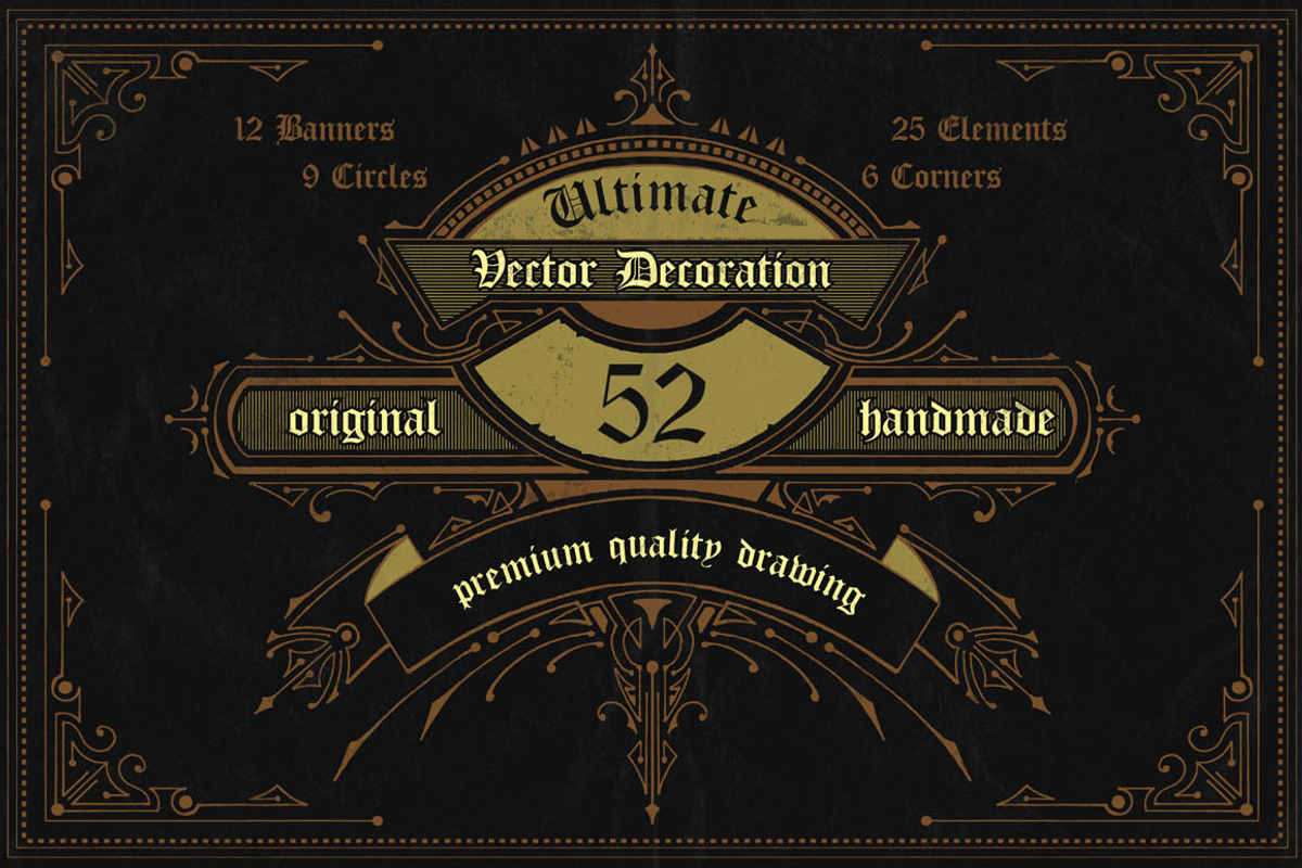 52Handdrawn Vector Banner Decoration