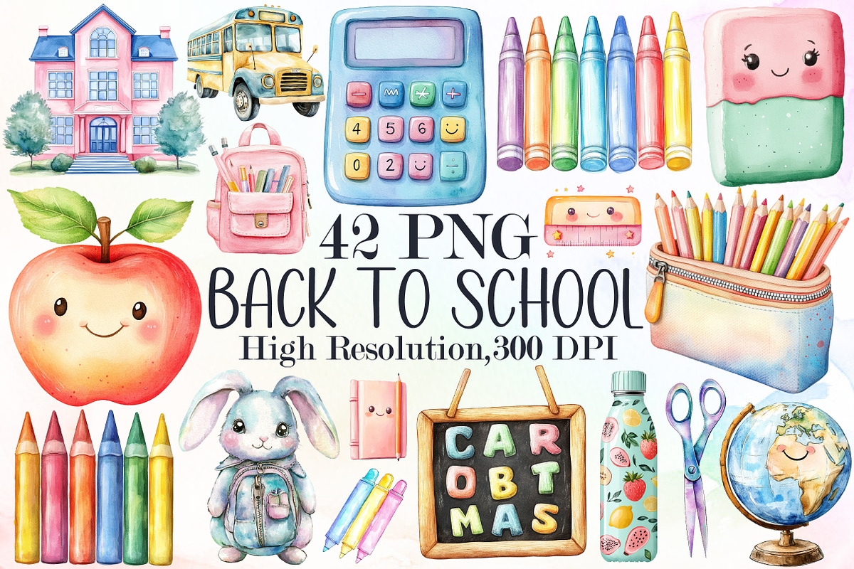 Pastel Back to School Clipart, an Illustration by Sublimation Artist (Photo 1 of 6)