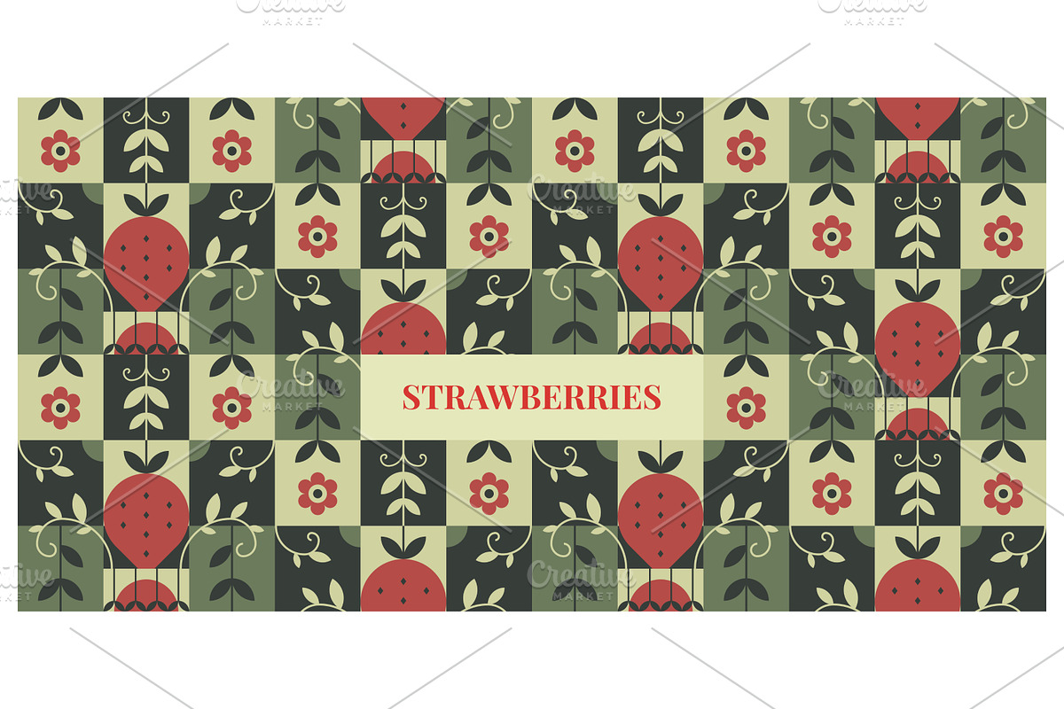 Strawberry-themed checkerboard, a Decorative Illustration by Creative Backgrounds