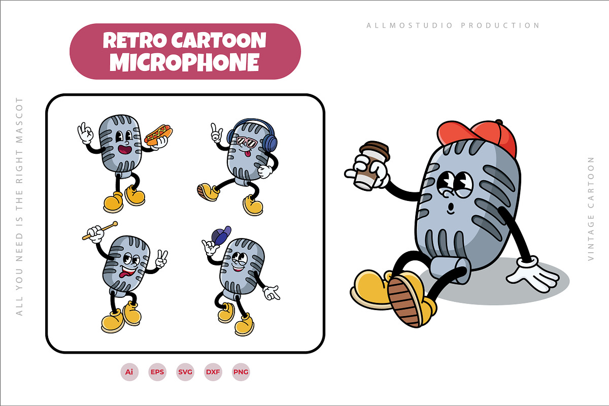 Microphone Character Mascot, an Object Illustration by Allmostudio (Photo 5 of 5)