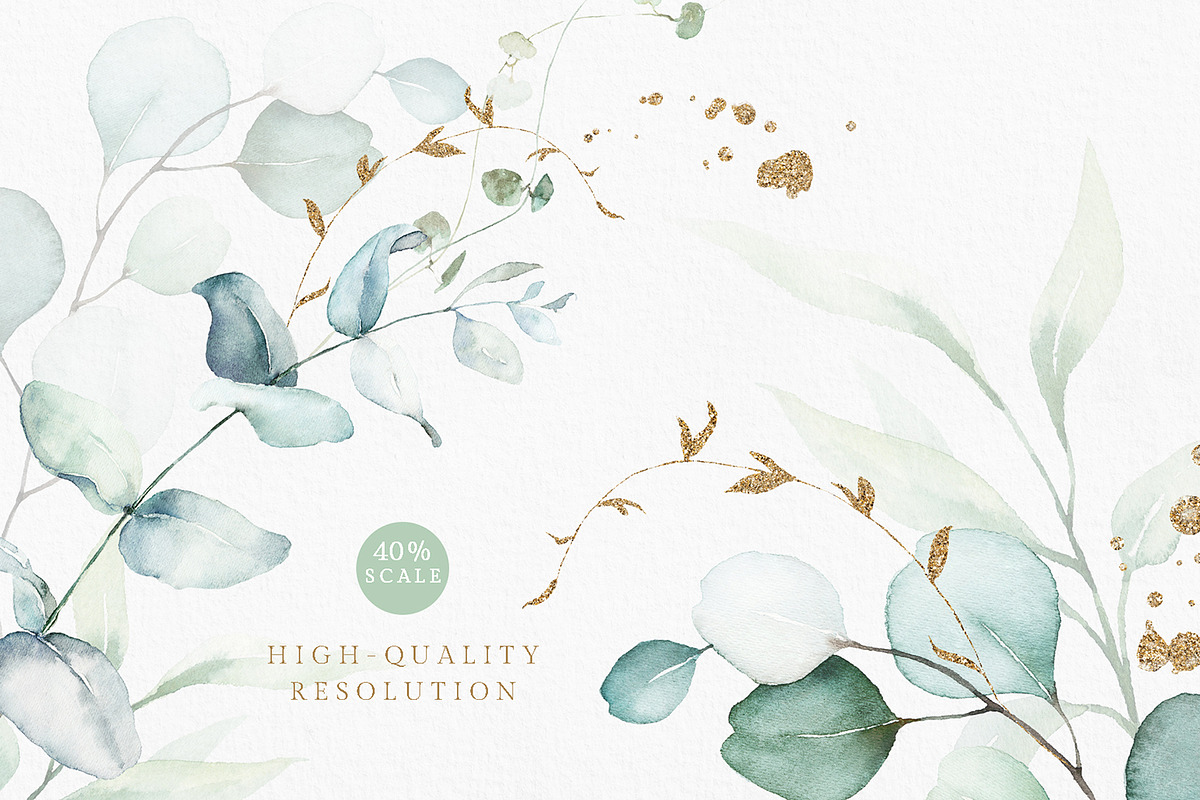 Watercolor Eucalyptus Green Floral, a Decorative Illustration by Veris Studio (Photo 22 of 25)