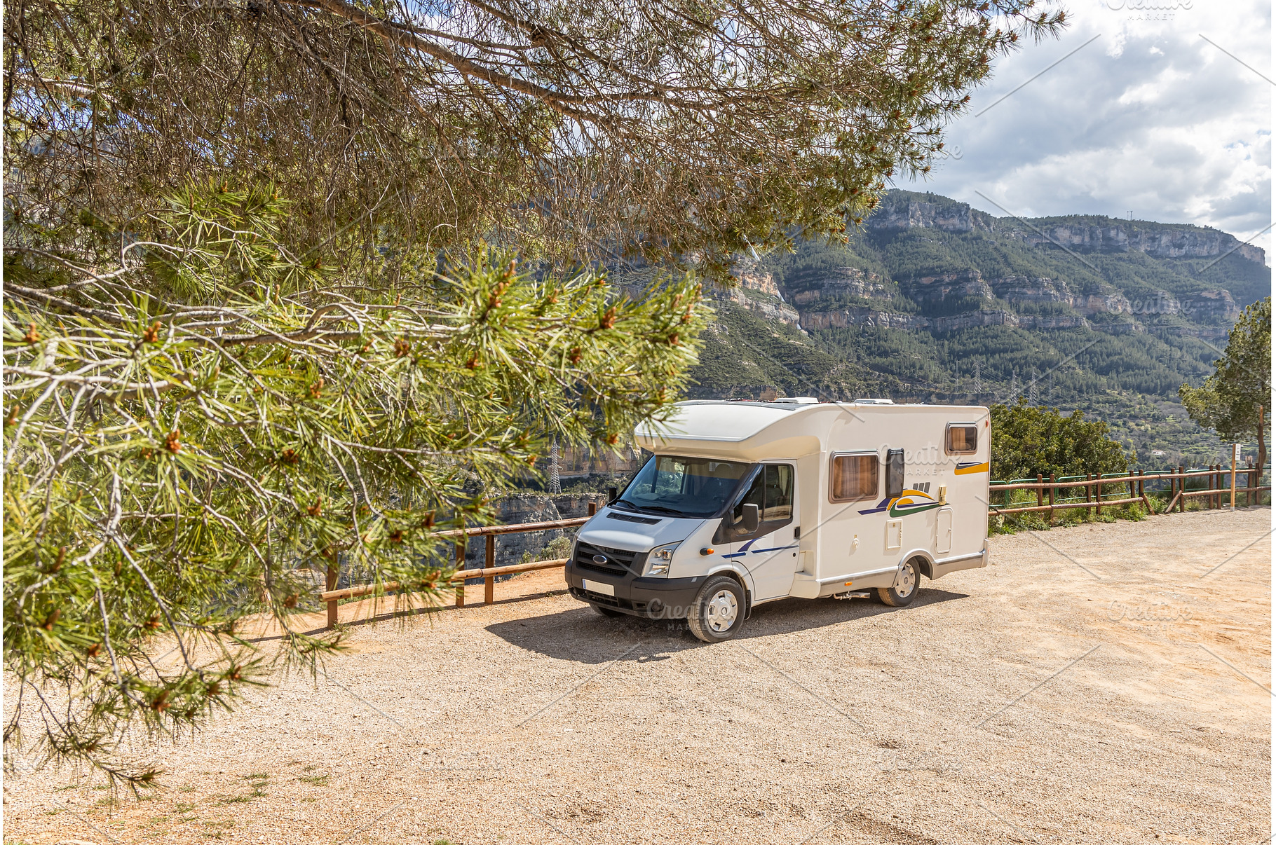 Motorhome on the beautiful parking, a Transportation Photo by Illustrations&photos