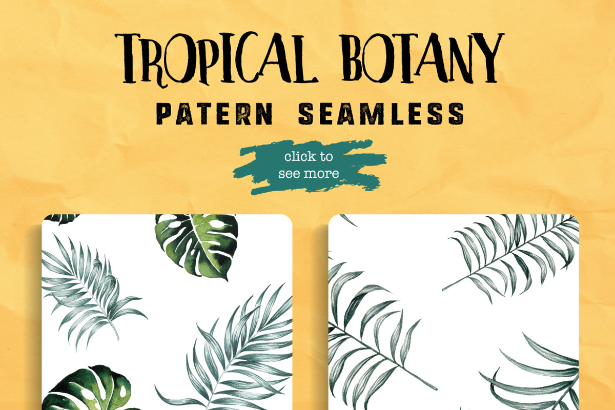 Tropical Leaves Watercolor, a Pattern Graphic by Planolla (Photo 5 of 5)