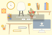 Cozy Home Workspace – Computer Desk, an Object Illustration by murmur Design (Thumbnail 3 of 4)