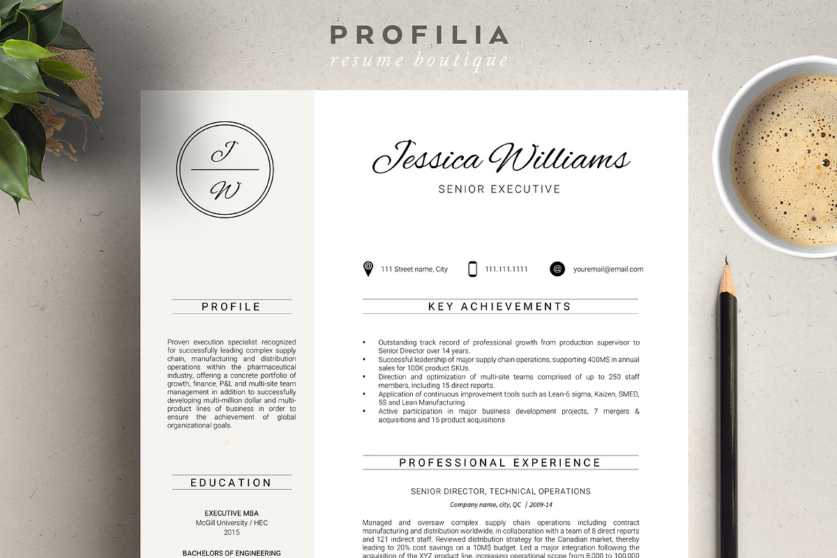 Word Resume & Cover letter Template, a Resume Template by Profilia Resume Boutique (Photo 1 of 3)