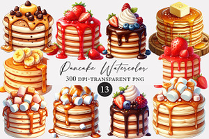Pancake Watercolor Clipart, an Illustration by Designworld