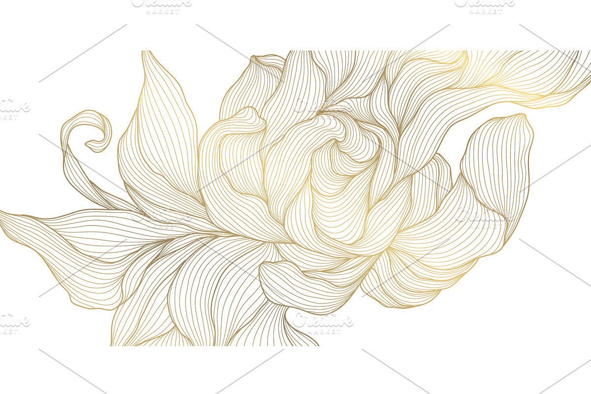 Flowers and Leaves Line Luxury Art, a Pattern Graphic by Marylia (Photo 22 of 27)