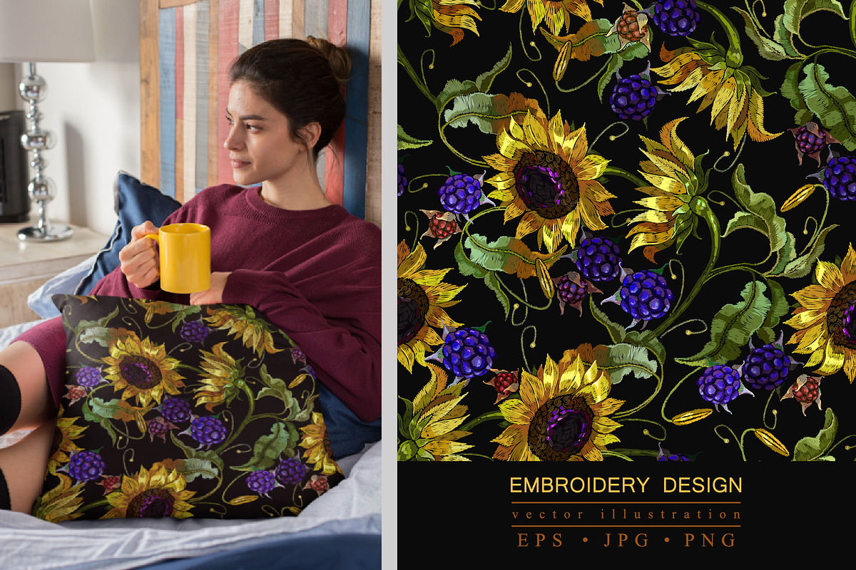 Sunflowers and meadow berries, a Pattern Graphic by Matrioshka (Photo 1 of 6)