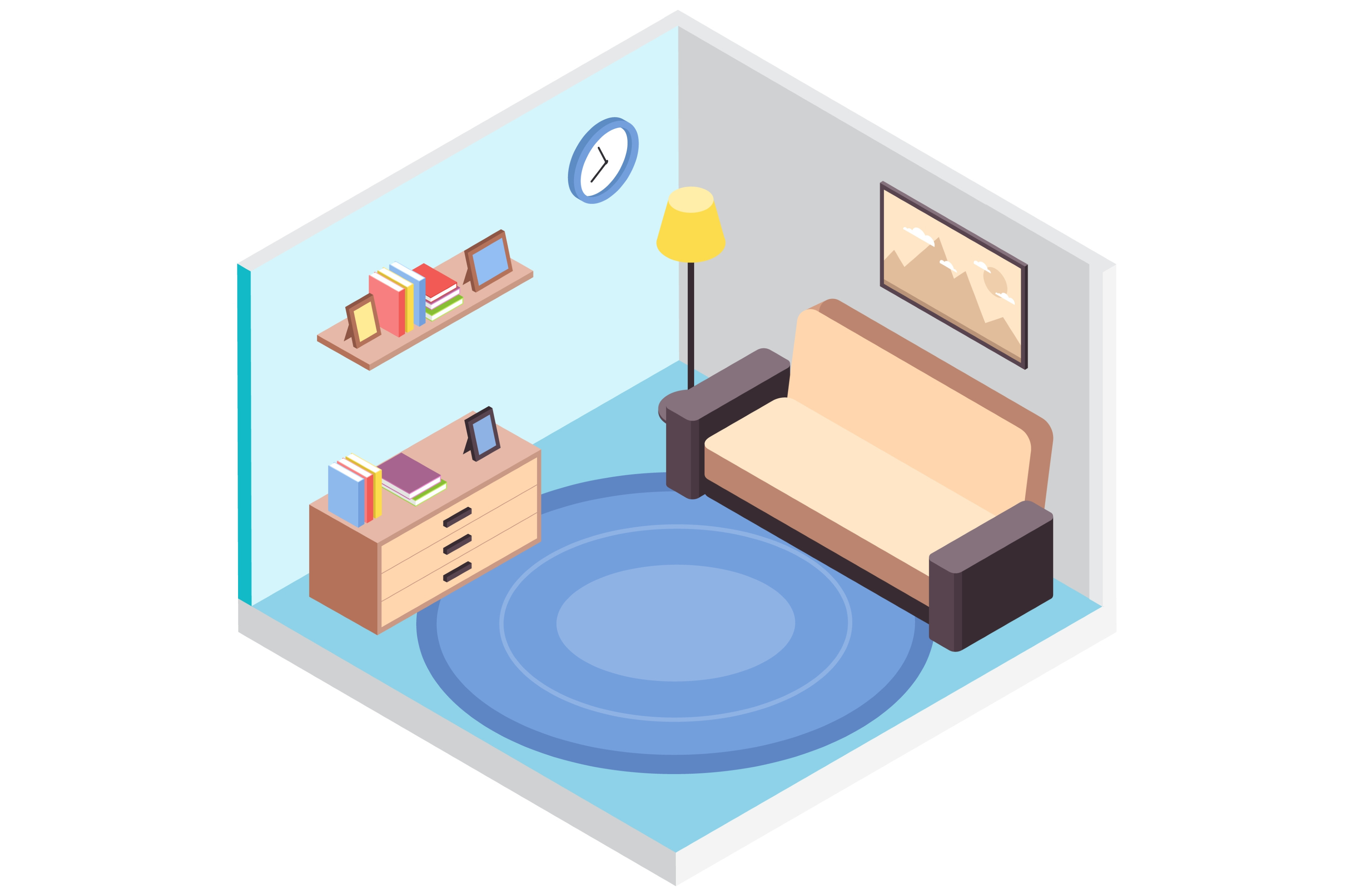 Living room design layout. Interior, an Object Illustration by robuart