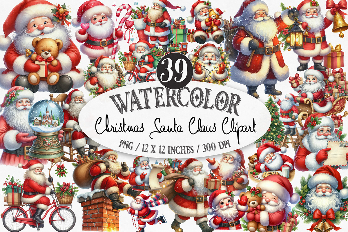 Christmas Santa Claus Clipart, an Illustration by Designking (Photo 1 of 5)