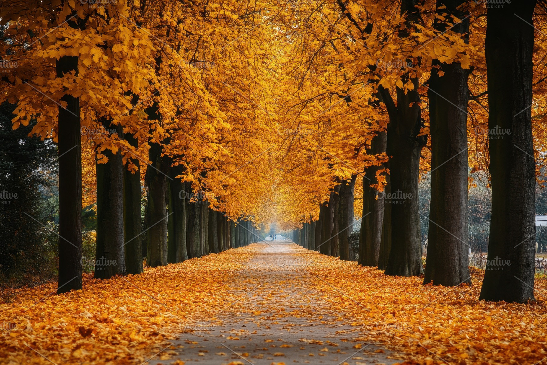 A beautiful autumn alley0, a Photo by Pavel_design