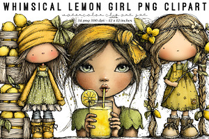 Whimsical Lemon Girls Png Clipart, an Illustration by SinaCreation