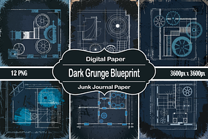 Dark Grunge Blueprint Texture, a Graphic by Printable Treasure
