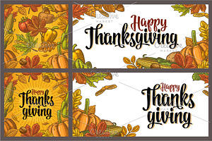 Poster Pattern Thanksgiving Engrave