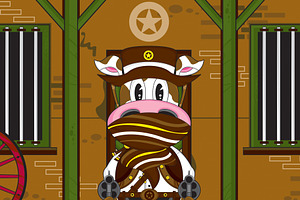 Cute Cow Cowboy Sheriff At Jail