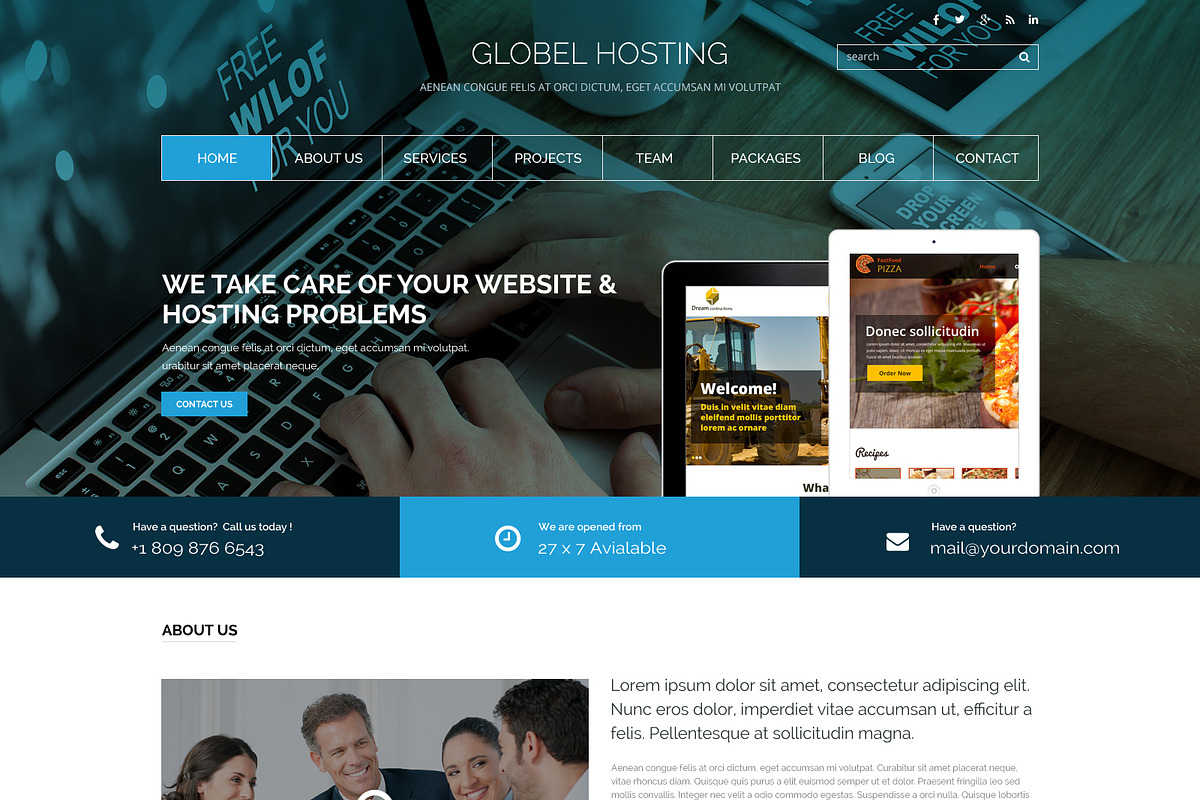 One Page Hosting PSD Web Template, a Landing Page Template by WebbyTemplates (Photo 2 of 4)