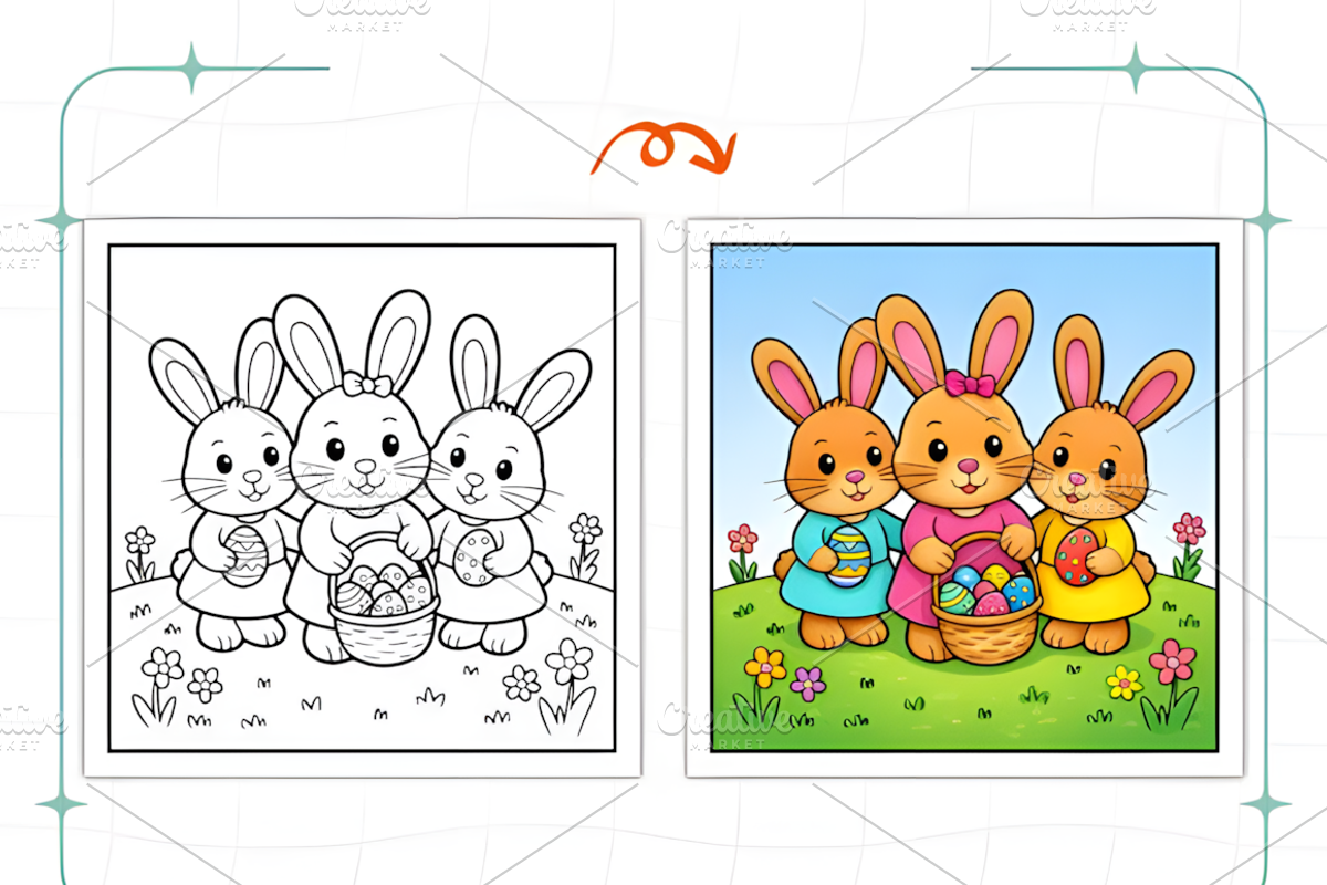 Bunny Friends Easter Coloring Book, a Seasonal Illustration by Ink Gallery (Photo 4 of 8)