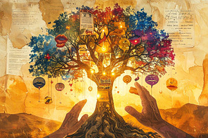 The radiant tree of knowledge and connection, an Education Illustration by DanFLCreativo
