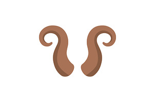 Brown curled horns. Flat cartoon, an Animal Illustration by GraphiShop