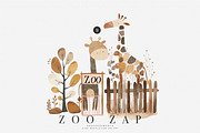 watercolor zoo animal clipart bundle, an Animal Illustration by Pink Studio Art (Thumbnail 2 of 9)