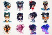 Halloween Messy Bun Clipart, an Illustration by RobertsArt (Thumbnail 6 of 7)