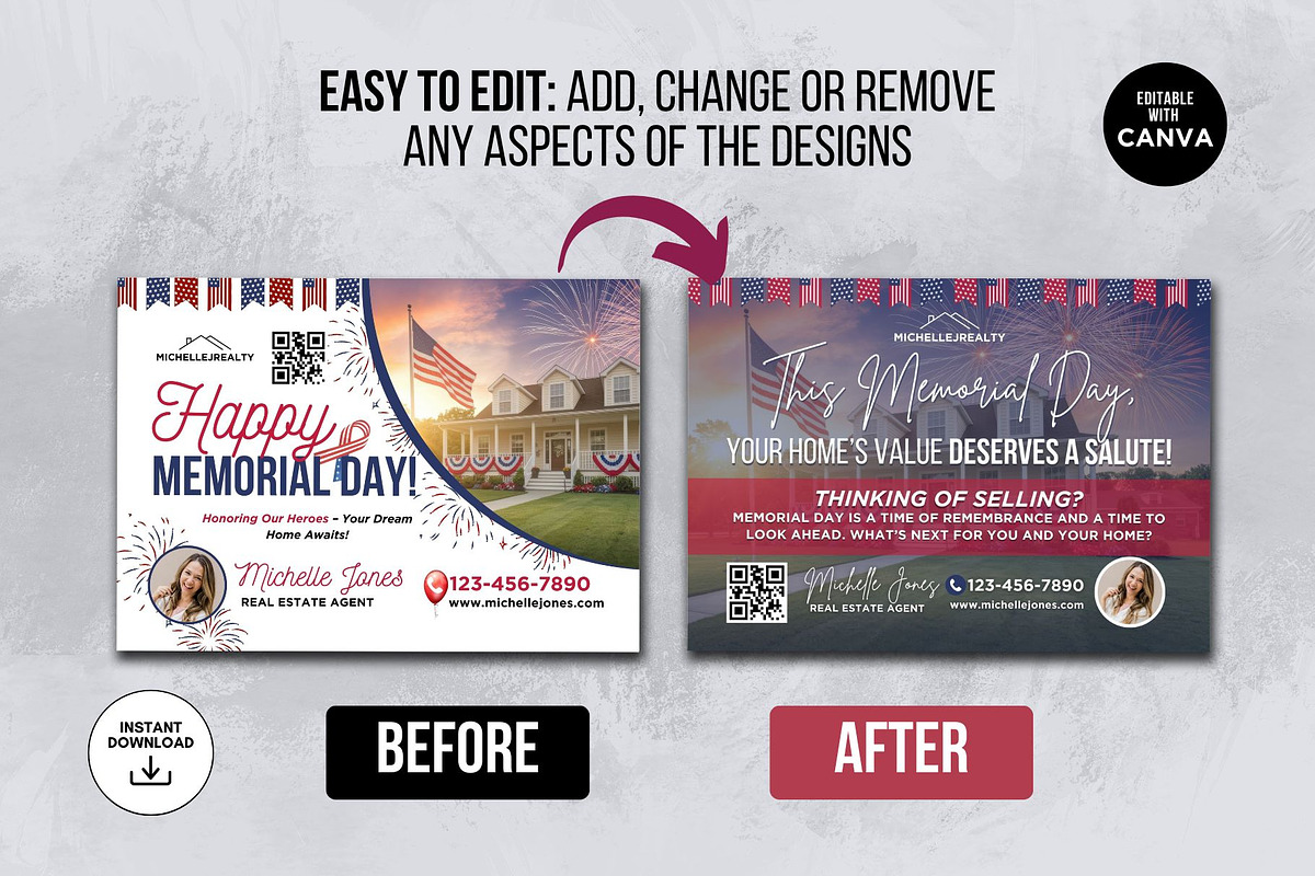 Real Estate Memorial Day Postcard, a Card Template by CreativeVinesStore (Photo 6 of 6)