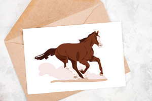 Race Horses, Stallions Running Set