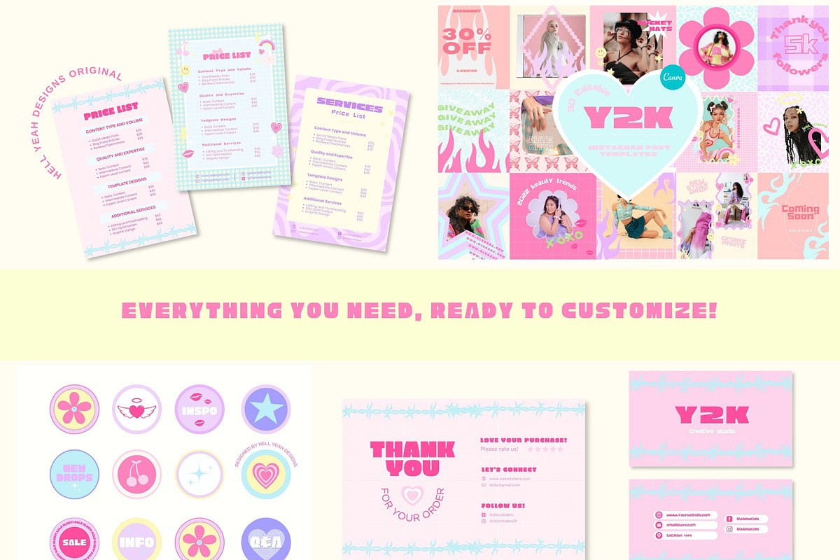 Y2K Vibes Branding Starter Kit Canva, a Branding & Logo Template by Hell Yeah Designs (Photo 12 of 20)