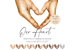 Watercolor Heart Hand Couple in Love, a Person Illustration by EkaterinaViArt