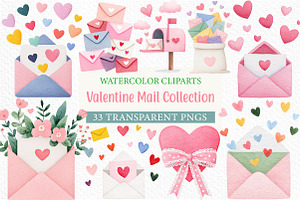 Valentine Mail Collection Clipart, an Illustration by Craft Nest