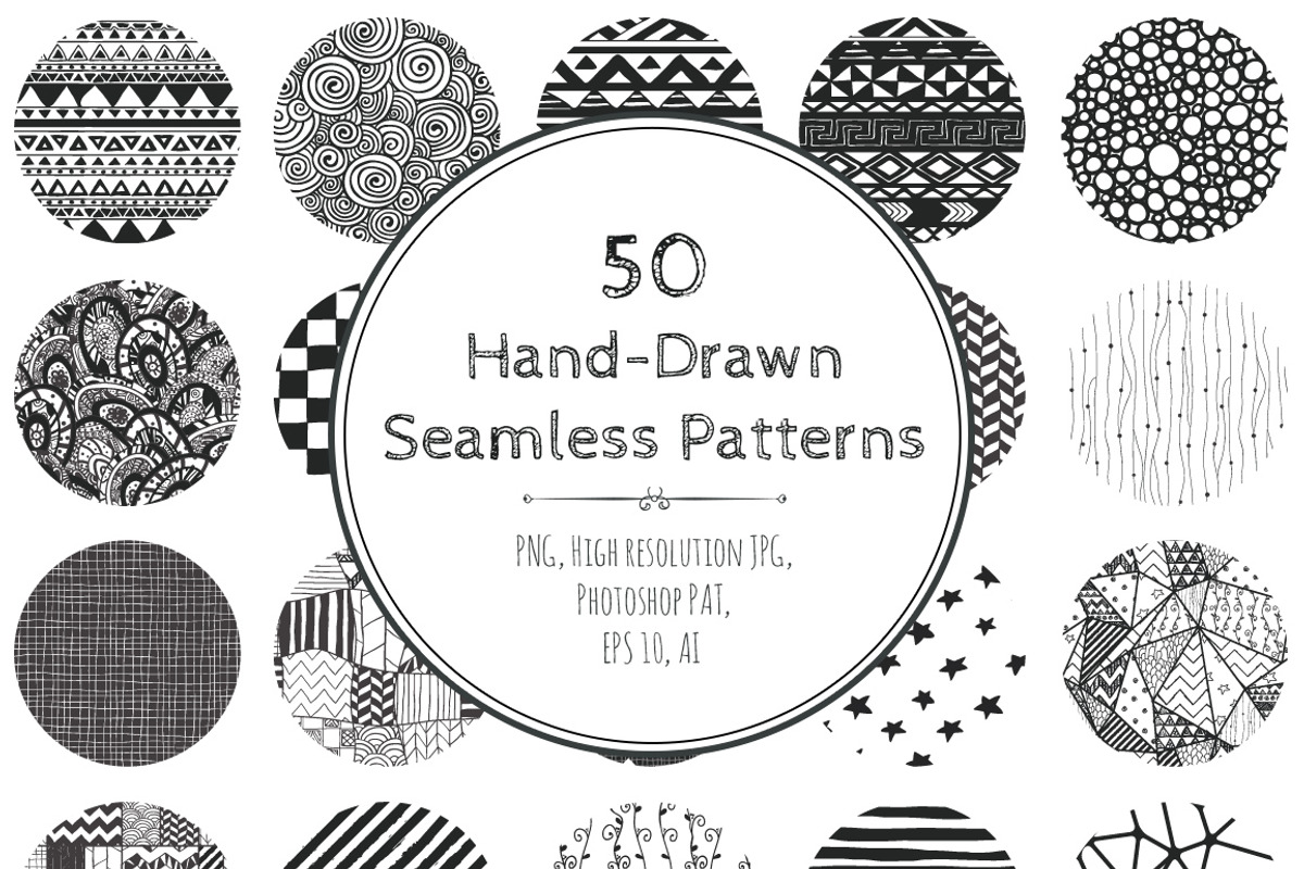 60% OFF! 50 Hand-Drawn Patterns