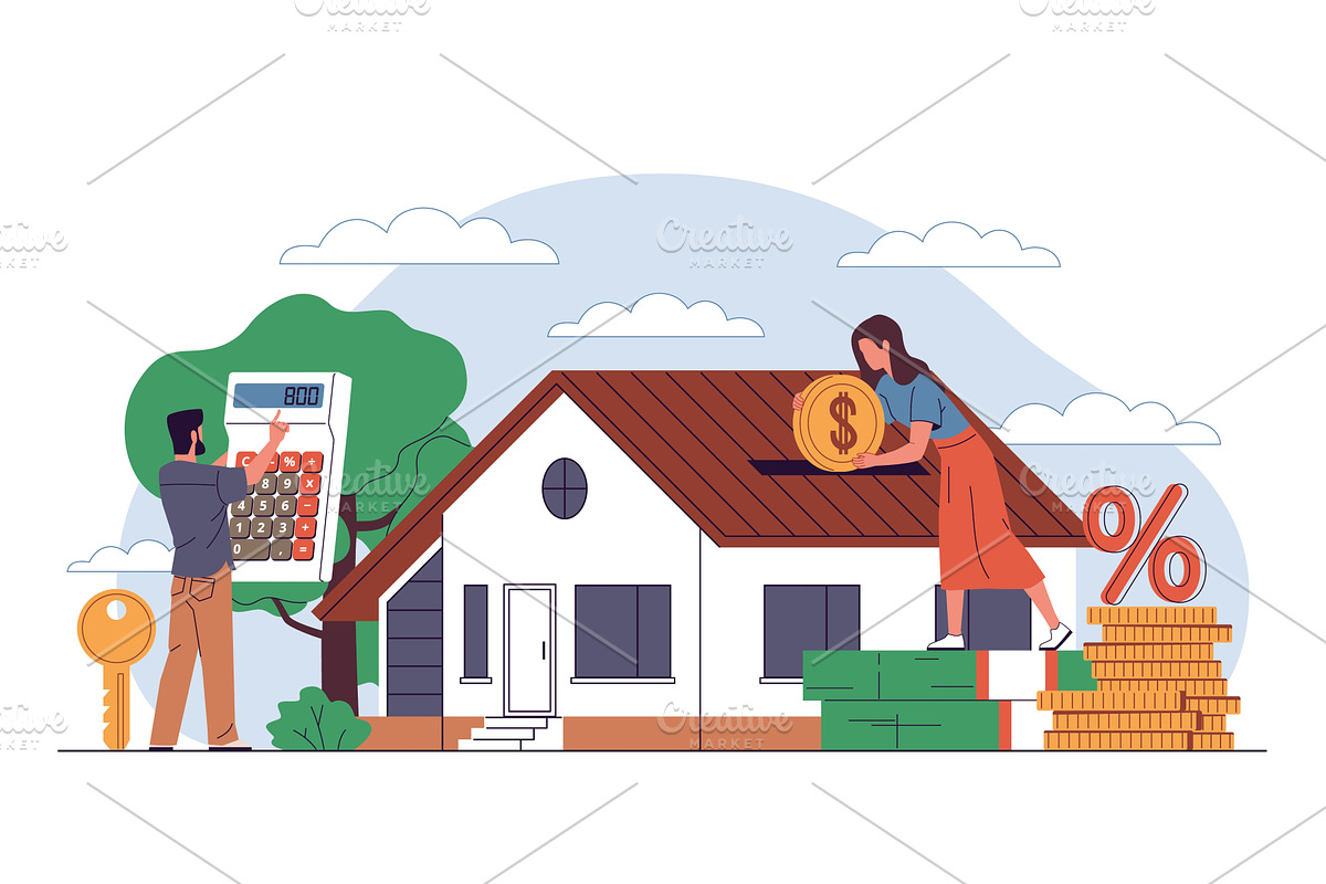 Mortgage credit service. Calculating, a Finance Illustration by YummyBuum
