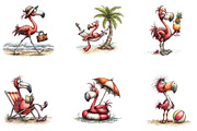 Whimsical Summer Flamingo Clipart, a Seasonal Illustration by CreationArt (Thumbnail 5 of 5)