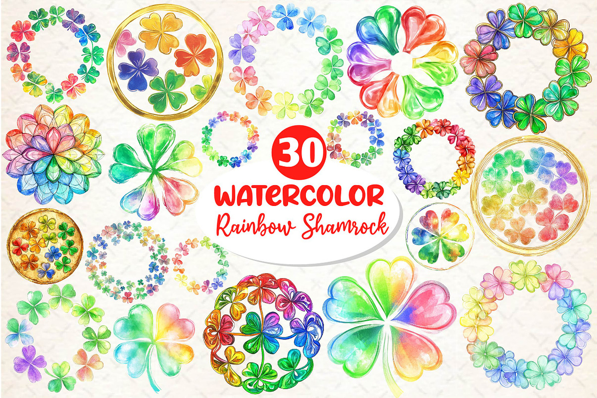 Rainbow Shamrock Circles Clipart, an Illustration by Dream Creation (Photo 1 of 6)