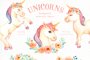Unicorns Watercolor Clip Art, an Animal Illustration by everysunsun (Thumbnail 4 of 4)