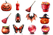 Red Halloween Watercolor Clipart, an Illustration by Designworld (Thumbnail 2 of 5)