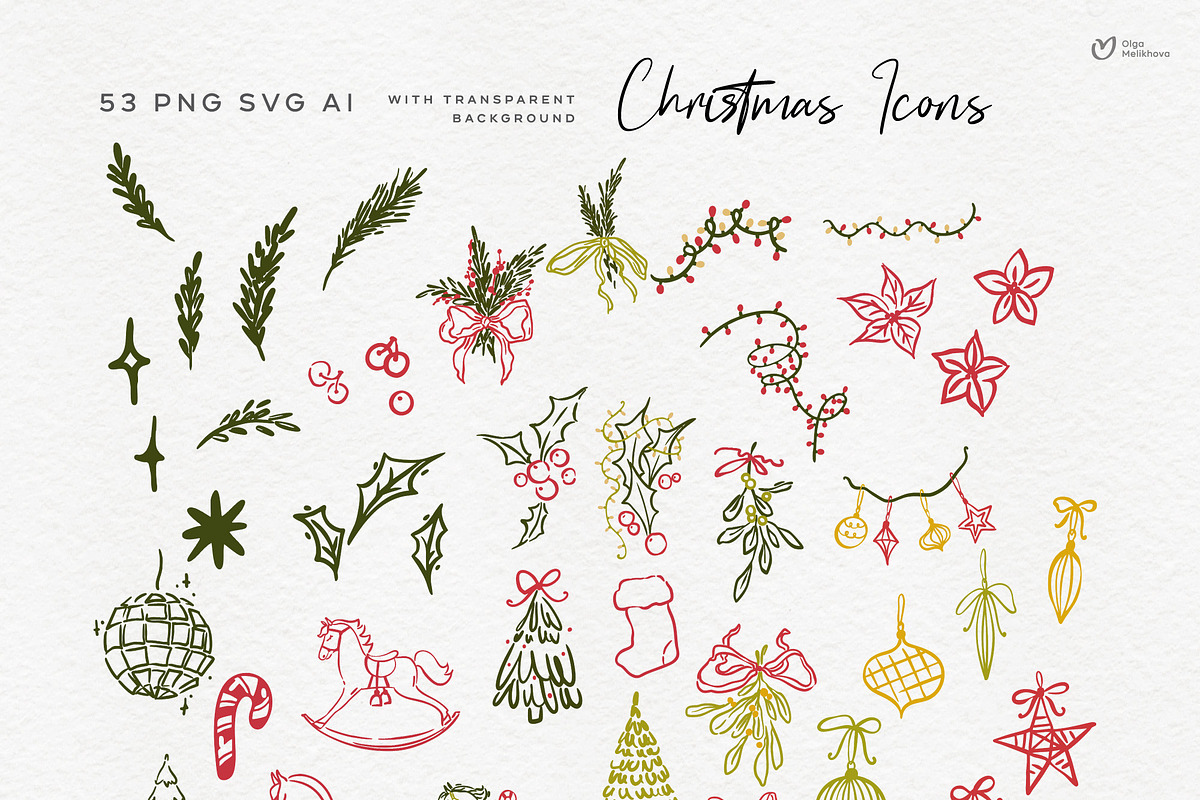 Whimsical Vintage Christmas Clipart, an Illustration by ollalya (Photo 5 of 9)