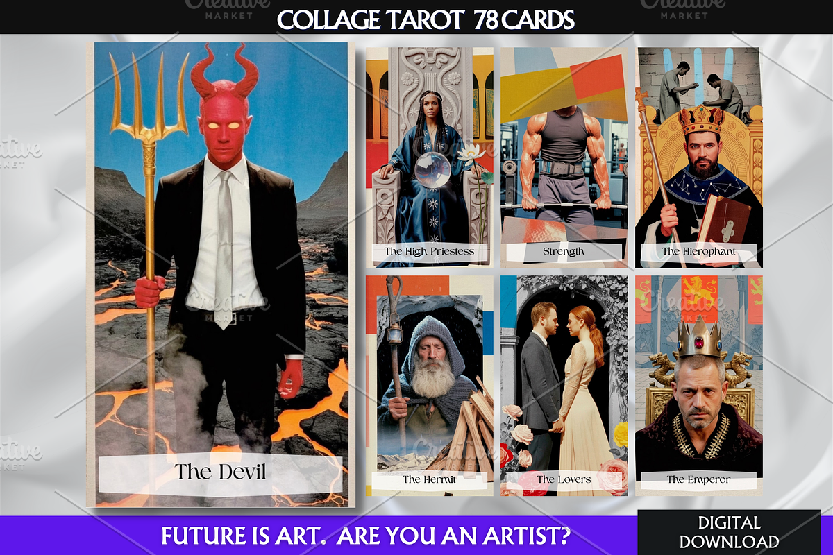 Collage Tarot Cards Deck, a Decorative Illustration by Mugio (Photo 1 of 5)