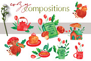 Cozy watercolor clipart & patterns, a Seasonal Illustration by Yelloo Fish (Thumbnail 4 of 15)