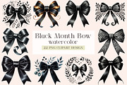 Watercolor Black Month Bow Clipart, a Seasonal Illustration by DreamArtGraphic (Thumbnail 1 of 5)