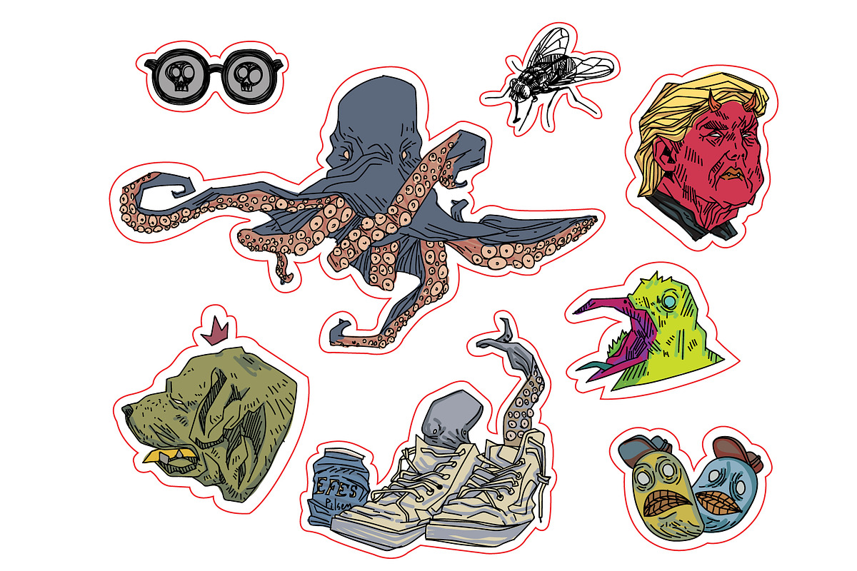 Awful stickers, an Illustration by Volkan Aydemir (Photo 7 of 7)