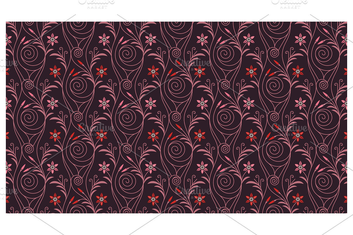 Floral Scrollwork Repeat, a Pattern Graphic by Creative Backgrounds