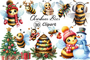 Cute Cartoon Christmas Bees Clipart, an Illustration by Creative Art (Thumbnail 1 of 9)