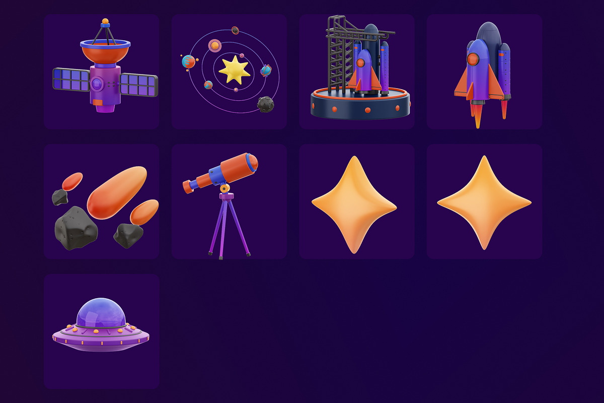 3D space icon pack, a Templates & Theme by Dope Design (Photo 9 of 9)