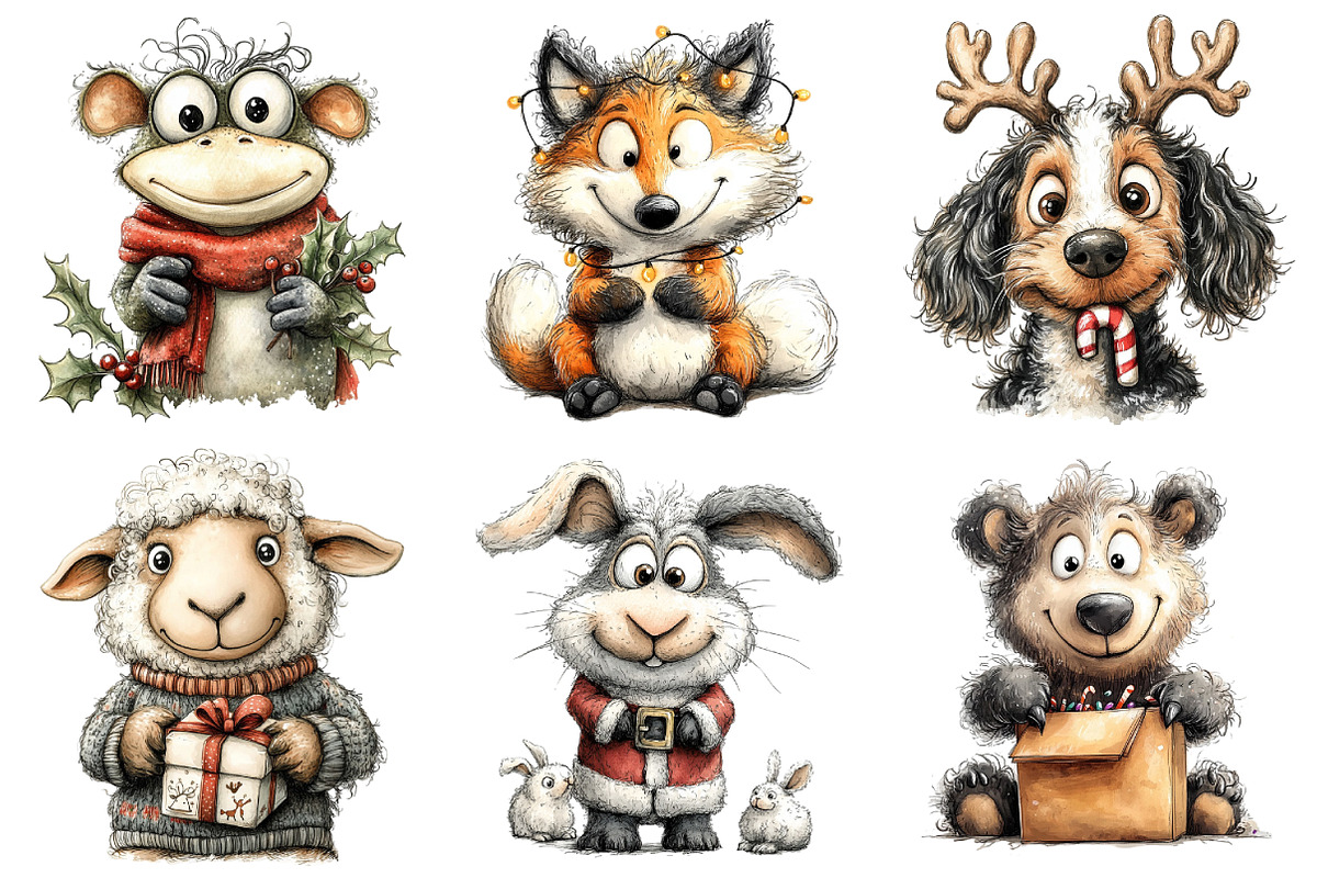Christmas Quirky Animals Clipart, an Illustration by Daily.Designs (Photo 3 of 5)